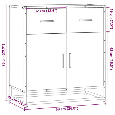 Senkki ruskea tammi 68x35x76 cm tekninen puu