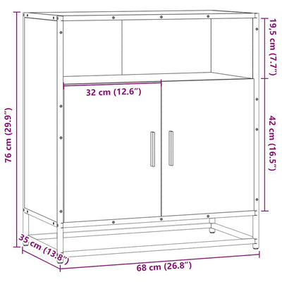 Senkki ruskea tammi 68x35x76 cm tekninen puu