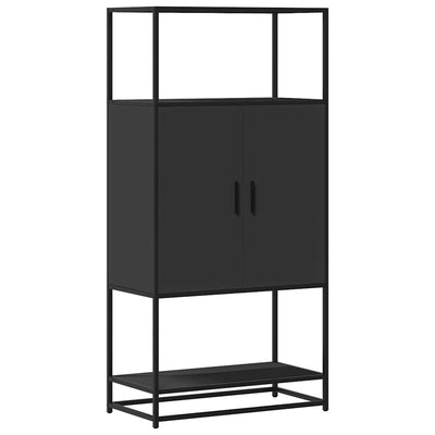 Korkeaboard musta 68x35x139 cm suunniteltu puu ja metalli