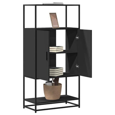Korkeaboard musta 68x35x139 cm suunniteltu puu ja metalli