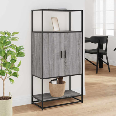 Highboard Harmaa Sonoma 68x35x139 cm Suunniteltu puu ja metalli