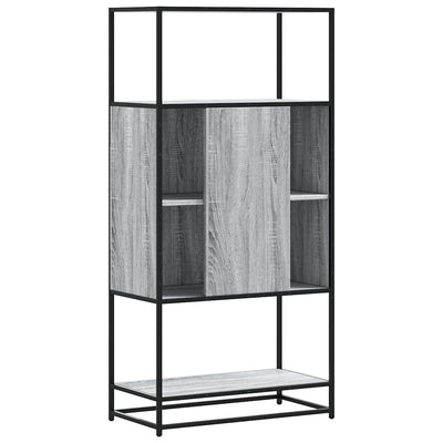 Highboard Harmaa Sonoma 68x35x139 cm Suunniteltu puu ja metalli