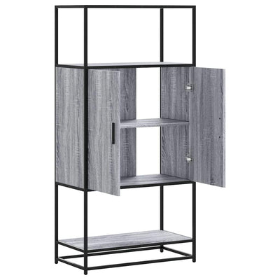 Highboard Harmaa Sonoma 68x35x139 cm Suunniteltu puu ja metalli