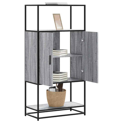 Highboard Harmaa Sonoma 68x35x139 cm Suunniteltu puu ja metalli