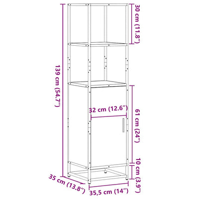 Korkeaboard sonoma tammi 35,5x35x139 cm suunniteltu puu metalli
