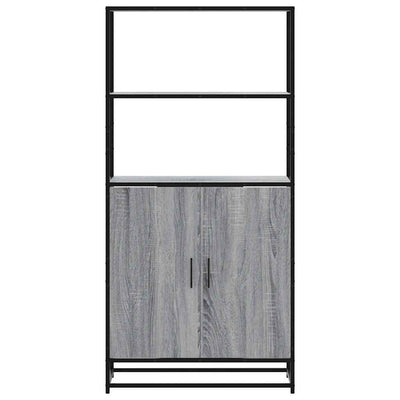Highboard Harmaa Sonoma 68x35x139 cm Suunniteltu puu ja metalli