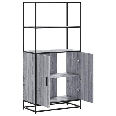 Highboard Harmaa Sonoma 68x35x139 cm Suunniteltu puu ja metalli