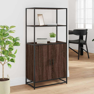Kaappi ruskea tammi 68x35x139 cm tekninen puu ja metalli