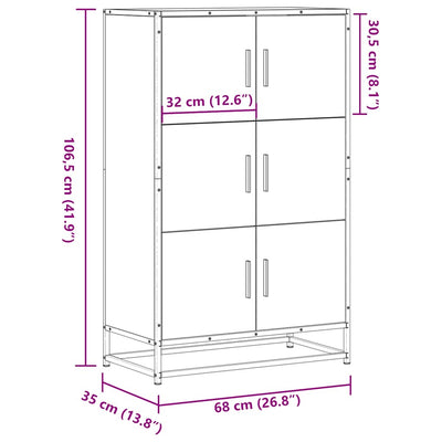 Highboard Harmaa Sonoma Suunniteltu puu ja metalli