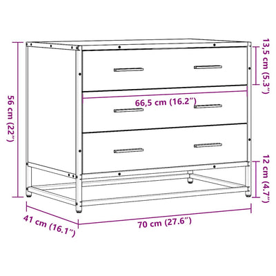 Laatikkokaappi Savustettu tammi 70x41x56 cm Engineered Wood