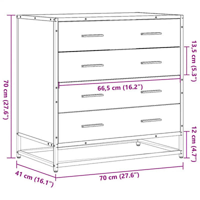 Laatikosto harmaa Sonoma 70x41x70 cm tekninen puu