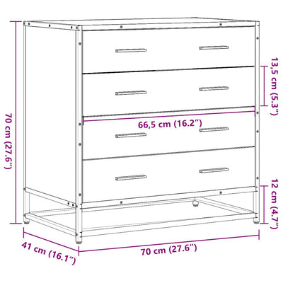 Laatikosto ruskea tammi 70x41x70 cm tekninen puu