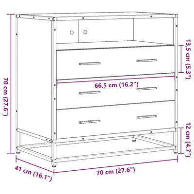 Laatikkokaappi Savustettu tammi 70x41x70 cm Engineered Wood