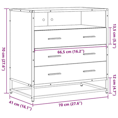 Laatikosto ruskea tammi 70x41x70 cm tekninen puu