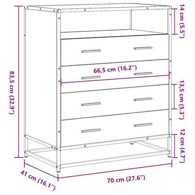 Laatikosto ruskea tammi 70x41x83,5 cm tekninen puu