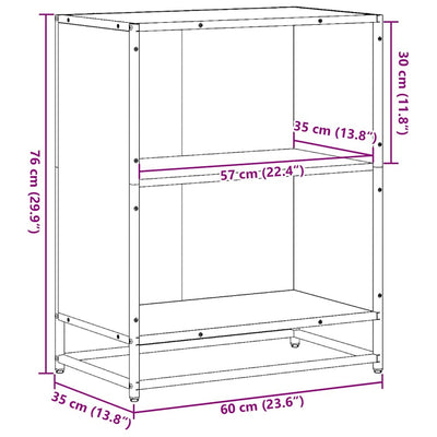 Kirjakaappi Harmaa Sonoma 60x35x76 cm Engineered Wood