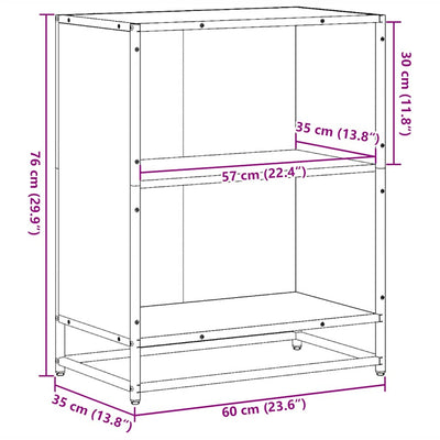 Kirjakaappi Ruskea Tammi 60x35x76 cm Engineered Wood