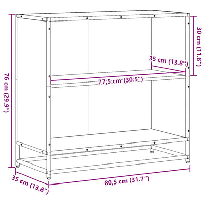 Kirjahylly musta 80,5x35x76 cm lastulevy
