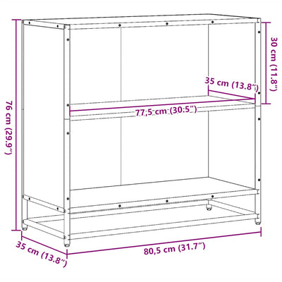 Kirjahylly ruskea tammi 80,5x35x76 cm tekninen puu