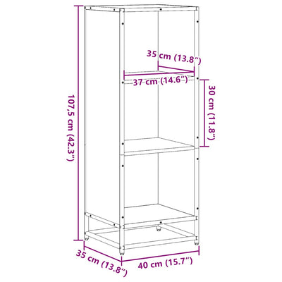Kirjakaappi Musta 40x35x107,5 cm Engineered Wood