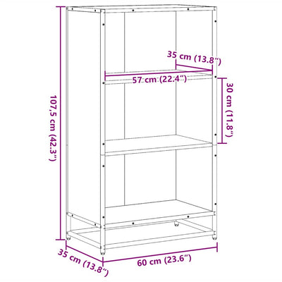 Kirjakaappi Harmaa Sonoma 60x35x107,5 cm Engineered Wood