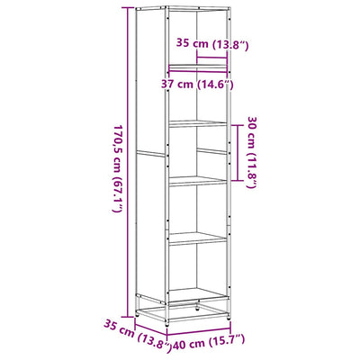 Kirjakaappi Musta 40x35x170,5 cm Engineered Wood
