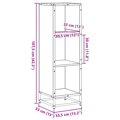 Savustettu tammi kirjakaappi Romilia 33,5x33x107,5cm (puinen)