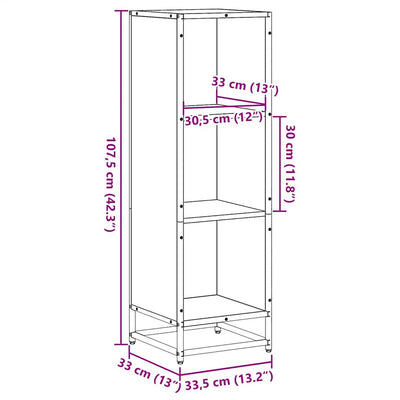 Ruskea kirjakaappi Romilia 33,5x33x107,5cm (tammi, puinen)
