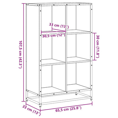 Kirjakaappi Musta 65,5x33x107,5 cm Engineered Wood