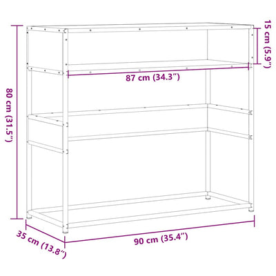 Konsolipöytä harmaa Sonoma 90x35x80 cm tekninen puu