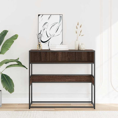 Konsolipöytä ruskea tammi 90x35x80 cm tekninen puu