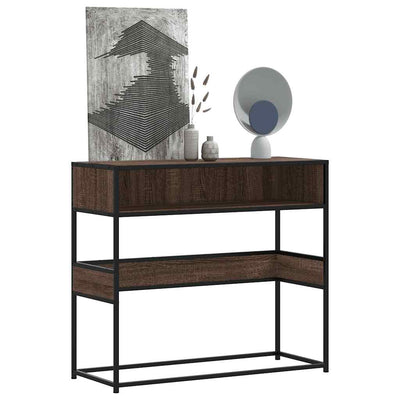 Konsolipöytä ruskea tammi 90x35x80 cm tekninen puu