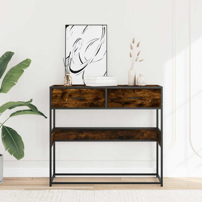 konsolipöytä savustettu tammi 90x35x80 cm tekninen puu