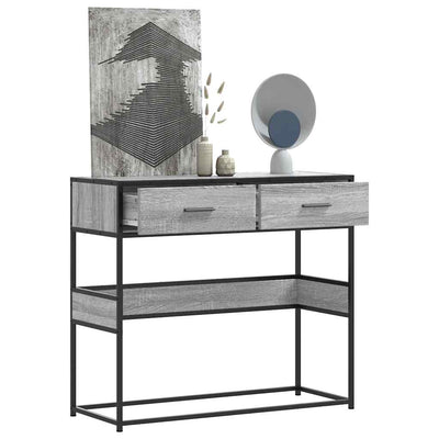 Konsolipöytä harmaa Sonoma 90x35x80 cm tekninen puu