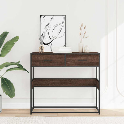 Konsolipöytä ruskea tammi 90x35x80 cm tekninen puu