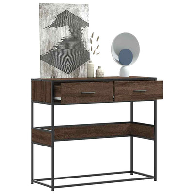 Konsolipöytä ruskea tammi 90x35x80 cm tekninen puu