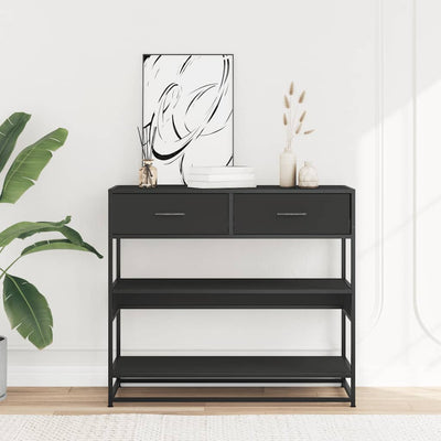 Konsolipöytä musta 90x35x80 cm tekninen puu