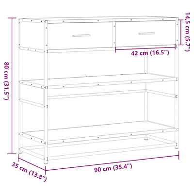 Konsolipöytä musta 90x35x80 cm tekninen puu