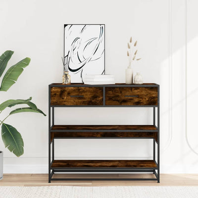 konsolipöytä savustettu tammi 90x35x80 cm tekninen puu