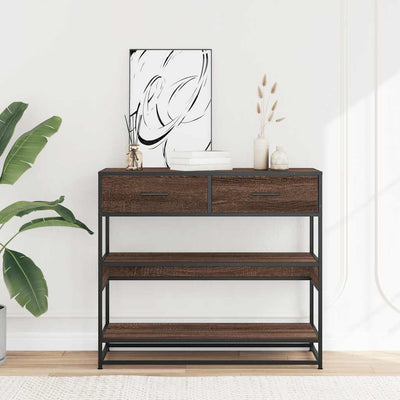 Konsolipöytä ruskea tammi 90x35x80 cm tekninen puu