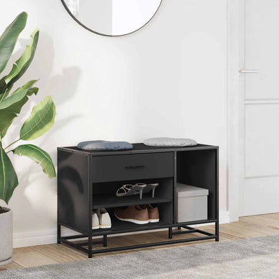 Musta kenkäpenkki Iosifa 80x40x53,5cm (suunniteltu puu ja metalli)