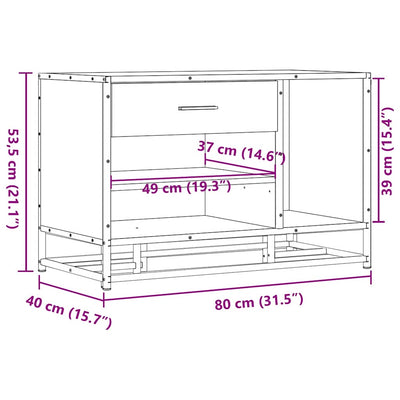 Kenkäpenkki musta 80x40x53,5 cm suunniteltu puu ja metalli
