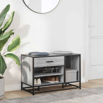 Harmaa kenkäpenkki Iosifa 80x40x53,5cm (puinen ja metalli)