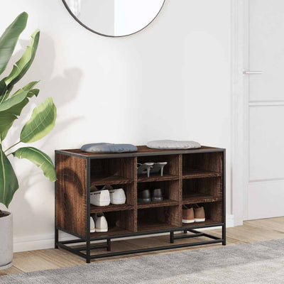 Ruskea kenkäpenkki Many 84x40x53,5cm (puinen ja metalli)