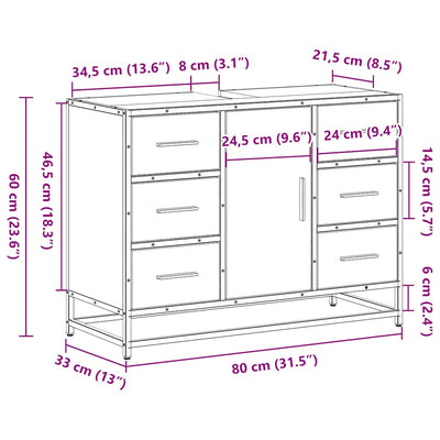 Savutammi kylpyhuonekaappi altaalla Atina 80x33x60cm (puinen)