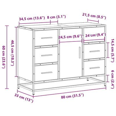 Ruskea kylpyhuonekaappi altaalla Atina 80x33x60cm (puinen)