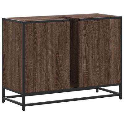 Kylpyhuonekaappi altaalla ruskea tammi 80x33x60 cm tekninen puu