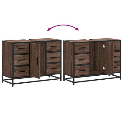 Ruskea kylpyhuonekaappi altaalla Atina 80x33x60cm (puinen)