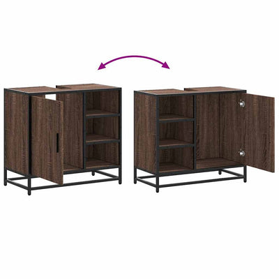 Ruskea kylpyhuonekaappi altaalla Napoleona 65x33x60cm (puinen)