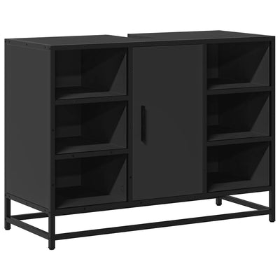 Musta kylpyhuonekaappi altaalla Drunga 80x33x60cm (puinen)